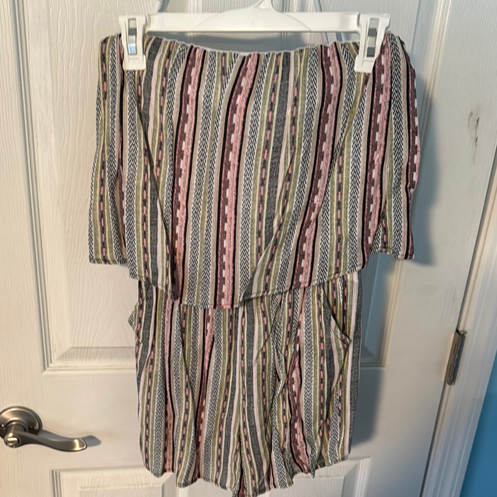 Striped Off-Shoulder Romper